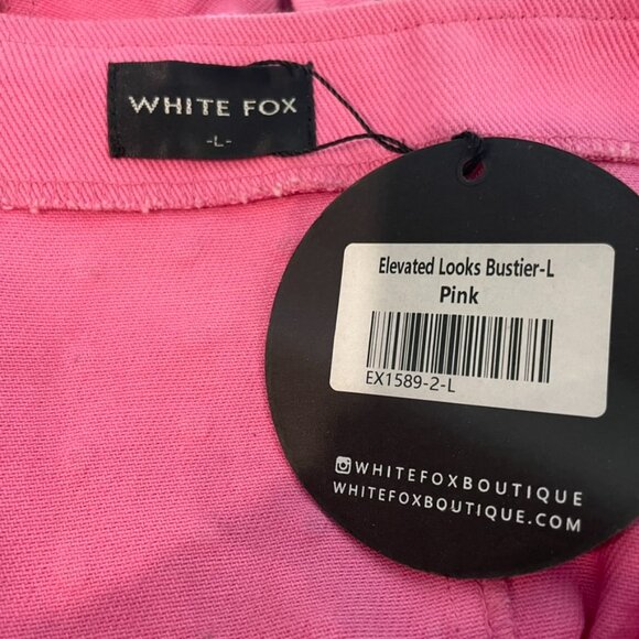 White Fox Women's Pink Rhinestone Bustier Top-Sz L-NEW - Picture 3 of 3